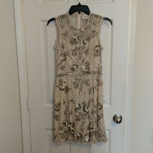 BHLDN beaded cocktail dress off white size 6